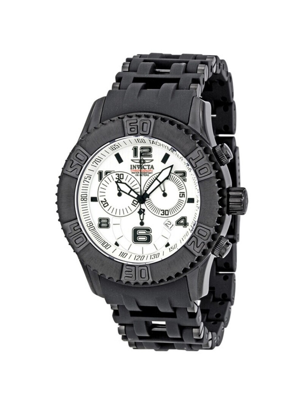 Invicta Men's Sea Spider Chronograph Black Polyurethane Watch, 45mm (1776)